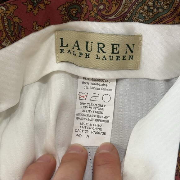 VTG Polo Ralph Lauren Brown Tweed Pants Pleated Plaid 90s Mens 40 Cashmere Wool - Picture 12 of 14